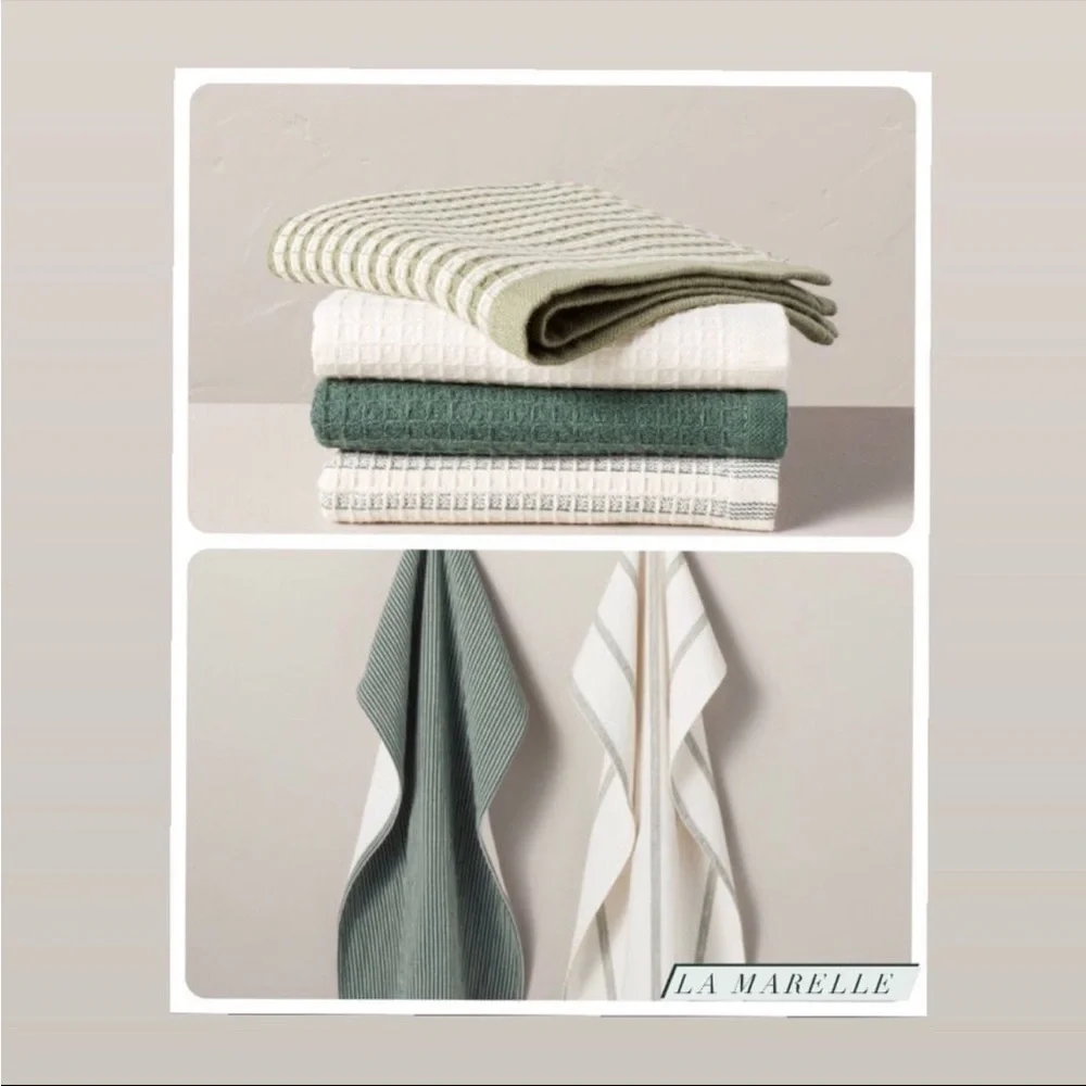 Set | 2-Count Green Stripe Kitchen Towels & Dish Cloth Set - Hearth & Hand